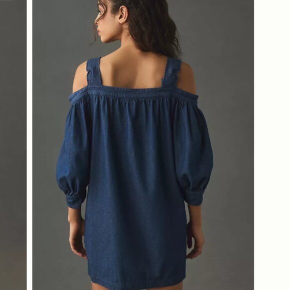 Brand New Plenty by Tracy Reese Off-The-Shoulder Denim Mini Dress - Picture 2 of 8